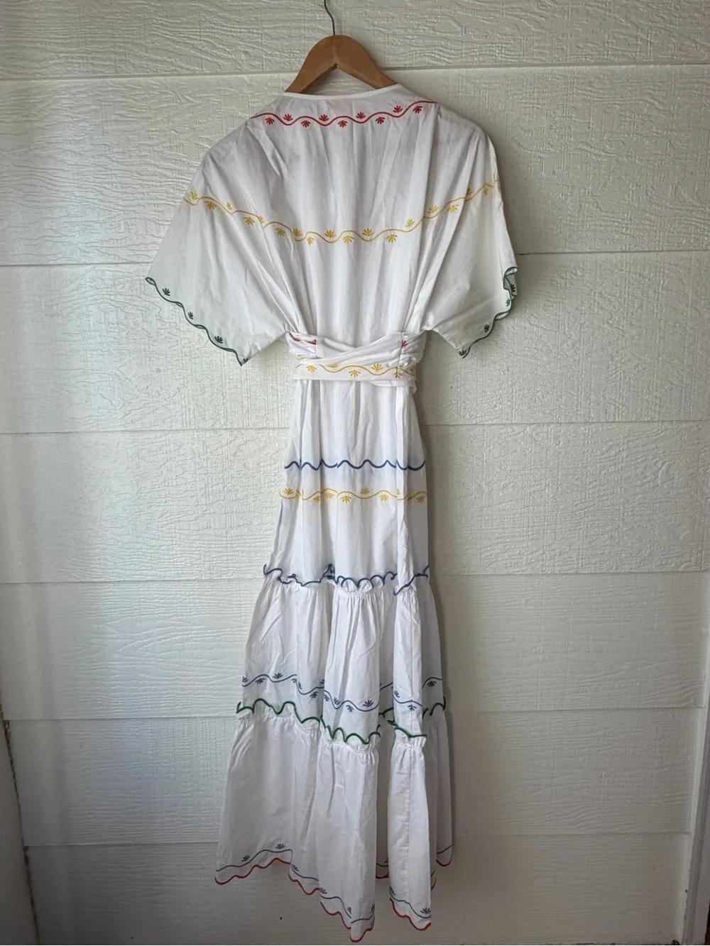 NWT Tory Burch Scallop Embroidered Wrap Dress White Cotton Size 2